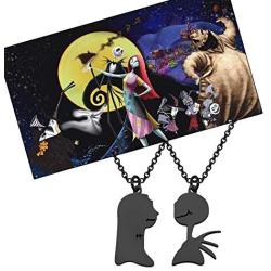 ENSIANTH The Nightmare Before Christmas Inspired Gift Jack Sally Charm Necklace Couple Gift Set Halloween Jewelry