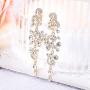 BriLove Womens Bohemian Boho Wedding Bridal Crystal Floral Vine Chandelier Hollow Clip-On Dangle Earrings
