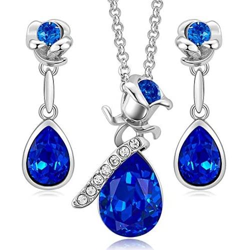 CDE Jewelry Sets for Women Rose Gold Jewelry Embellished with Crystal from Austria Mothers Day Jewelry Gifts Necklace and Earrings Set for Mom Wife