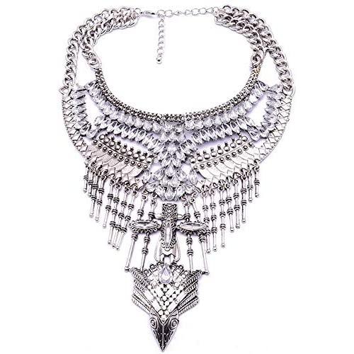 YAZILIND Exaggerated Chunky Necklace Luxury Rhinestone Long Clavicle Chain Jewelry Women Party Gift