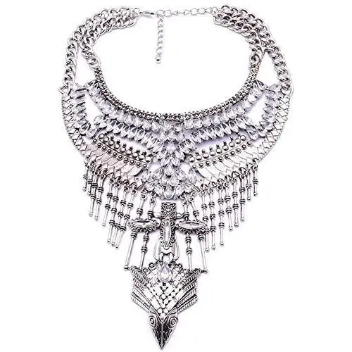 YAZILIND Exaggerated Chunky Necklace Luxury Rhinestone Long Clavicle Chain Jewelry Women Party Gift YAZILIND Exaggerated Chunky Necklace Luxury Rhinestone Long Clavicle Chain Jewelry Women Party Gift