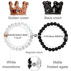 Magnetic Couples Bracelets King and Queen, Crown Couples Bracelets for Men and Women, Beads Couple Bracelet for Him and Her, Couples Gifts for Boyfriend Girlfriend and Best Friend