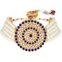 Aheli Pearl Diamond Choker Necklace with Round Earrings for Women Girls Indian Traditional Bollywood Fashion Jewelry Set