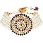 Aheli Pearl Diamond Choker Necklace with Round Earrings for Women Girls Indian Traditional Bollywood Fashion Jewelry Set