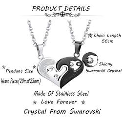 Sllaiss His&Hers Pendants Crystal from Swarovski Couples Necklace Puzzles Love Matching Heart Necklace