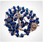 Nazareth Store Deep Blue Crystal Beads Rosary Necklace Catholic Prayer Jerusalem Holy Soil Medal Cross Holy Land Antique Religious Rosaries Beads Collection