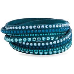 SWAROVSKI Slake Teal 2 in 1 Suede Wrap Bracelet 5043496-M- Medium