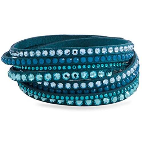 SWAROVSKI Slake Teal 2 in 1 Suede Wrap Bracelet 5043496-M- Medium