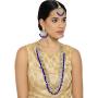 Aheli Indian Wedding Kundan Beaded Bridal Long Choker Necklace Earrings with Maang Tikka Traditional Jewelry Set for Women