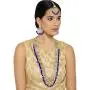 Aheli Indian Wedding Kundan Beaded Bridal Long Choker Necklace Earrings with Maang Tikka Traditional Jewelry Set for Women