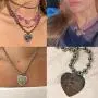 SkyFly IGirl Necklace I Girl Pendant Stainless Steel Chunky Ball Chain Heart Necklace Alternative Jewelry Cool and Cute Streetwear Accessory Y2k Jewelry for Girl Women