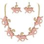 EVER FAITH Austrian Crystal Enamel Lovely Flying Pigs Wing Animal Necklace Earrings Set Clear