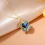 SISMIURRA Heart Four Leaf Clover Love Pendant Necklace S925 Sterling Silver 5A Cubic Zirconia Charm Necklace for Women