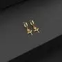 Dangle Hoop Earrings for Women Girls 14K Gold Plated Cubic Zirconia Huggies Earrings for Her