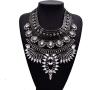MJartoria Vintage Bohemian Ethnic Gypsy Rhinestone Bib Chunky Tassel Collar Festival Statement Necklace (style 13)