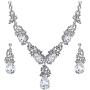 Silver Tone Antique Style Art Deco Clear Crystal Rhinestone Statement Wedding Bridal Prom Chunky Statement Earrings Necklace Gift Set