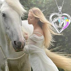 ZGBY S925 Sterling Silver Girls Unicorn Necklaces Lovely Animal Heart Jewelry Pendant Gifts for Girls Women Lovers