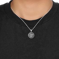 Wolf Locket Necklace 925 Sterling Silver Locket Necklace That Holds Pictures Vintage Oxidized Wolf Pendant for Women Viking Jewelry Gifts for Mens Valentines Day Gifts