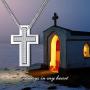 SOULMEET Matching Cross Sterling Silver Couple Necklace with Diamond Cut Round Cubic Zirconia Always Be with You Cross Faith Jewelry Gift Idea