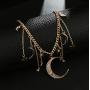 Jovono Gold Moon Star Tassels Necklace Crescent Moon Necklace Jewelry Chain for Women and Girls