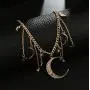Jovono Gold Moon Star Tassels Necklace Crescent Moon Necklace Jewelry Chain for Women and Girls