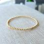 Anela 14kt Gold Filled Bracelet, 3mm Beads, Stretch and Stackable, Hand Made in USA