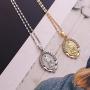 AOASK Women Crystal Rhinestone Virgin Mary Pendant Necklace Gold Retro Accessories Party Gifts