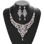 Hapibuy Crystal Wedding Jewelry Set Necklace Earring Set For Women and Brides Rose Gold and Silver Bridal Statement Jewelry Sets