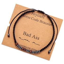 Joycuff Inspirational Morse Code Bracelet for Women Secret Message Wood Beads with Cord Jewelry Birthday Christmas for Her Mother Grandmother