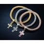 Barzel 18K Gold Plated Tri-Gold Charm Stretch Bracelets 3 Piece Set