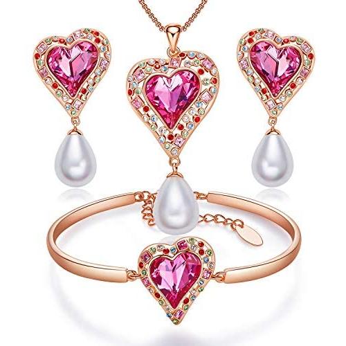 CDE Cupid Love Necklace Set Double Chain Three Jewelry Sets Bracelet Earrings Sterling Silver Arrow Earrings Christmas Jewelry Gifts for Women