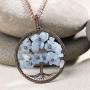 sedmart Tree of Life Necklace for Women Wire Wrapped Family Tree Pendant Necklaces Natural Gemstone Jewelry Birthday