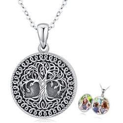 Holds Pictures Locket Necklace Tree of Life Necklace Sterling Silver Family Tree Locket Necklace That Holds Pictures Vintage Oxidized Celtic Jewelry Gift for Women