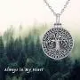 Waysles Rose Flower/Tree of Life/Photo Urn Necklace S925 Sterling Silver Cremation Jewelry Vintage Oxidized Memorial Pendant Necklace Family Jewelry with Fill Kit and Gift Box