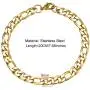 Wang Gao Men Women Fashion Figaro Link Chain Biker Bracelet 8mm Gold Stainless Steel Wrist Jewelry 7.87 Length