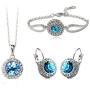 MAFMO White Platinum Plated Crystal Round Shaped Necklace Bracelet Earrings Set Women Fashion Jewelry