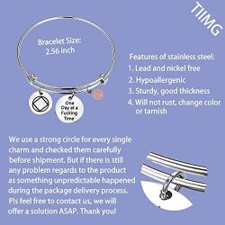 TIIMG One Day at a Time Sobriety Gift Addiction Recovery Gift AA Gift NA Gift 12 Step Gifts Alcoholics Anonymous AA NA Recovery Sobriety Bracelet
