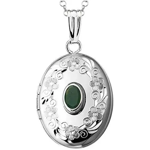 Finejewelers Sterling Silver Birthstone Locket Pendant Necklace Finejewelers Sterling Silver Birthstone Locket Pendant Necklace