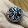 Interchangeable Snap Jewelry Rose Gold Dark Blue & Blue Marquise Flower Holds 18-20mm My Prime Gifts Interchangeable Snap Jewelry Rose Gold Dark Blue & Blue Marquise Flower Holds 18-20mm My Prime Gifts
