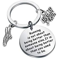 WSNANG Runner Gift Running is About Being Better Than You Used to Be Keychain Marathon Runner Jewelry Track Gift Inspiration Gift for Runner