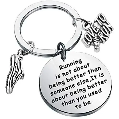 WSNANG Runner Gift Running is About Being Better Than You Used to Be Keychain Marathon Runner Jewelry Track Gift Inspiration Gift for Runner WSNANG Runner Gift Running is About Being Better Than You Used to Be Keychain Marathon Runner Jewelry Track Gift Inspiration Gift for Runner