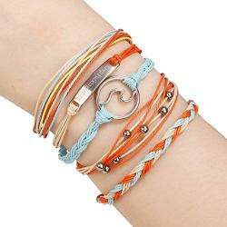 MISSYO Rope Bracelets for Women,4/5 PCS Handmade Waterproof Bracelets for Teen Girls,Mother, Braided Wax Coated Wrap Cuff Bangle Boho Jewelry Gift