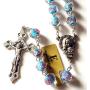 elegantmedical HANDMADE CATHOLIC NICE BULE Veluriyam ROSE BEADS & ITALY CROSS ROSARY necklace GIFT BOX