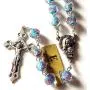 elegantmedical HANDMADE CATHOLIC NICE BULE Veluriyam ROSE BEADS & ITALY CROSS ROSARY necklace GIFT BOX