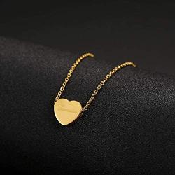 QeenseKc Dainty Heart Name Engraved Necklace Personlized 18K Gold Plated Initial Pendant Jewelry for Women Girls