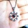 FLIUAOL Gothic Black Skull Necklace Heart Crystal Punk Pendants Gifts for Women