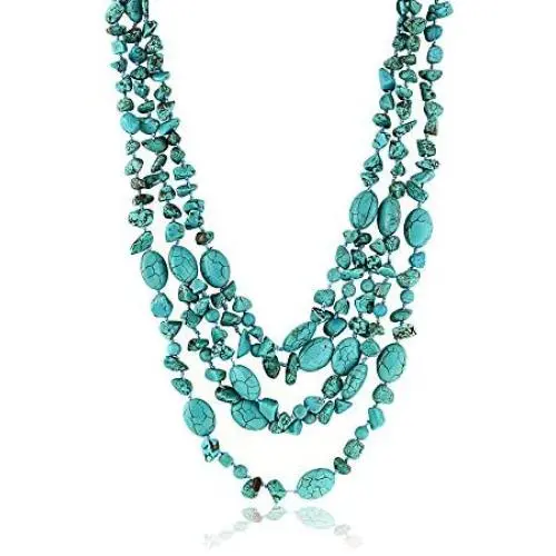 Gem Stone King 20 Inch Stunning 3 Strands Green Simulated Turquoise Necklace with Toggle Clasp Gem Stone King 20 Inch Stunning 3 Strands Green Simulated Turquoise Necklace with Toggle Clasp