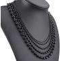 Elfasio 2-8MM Stainless Steel Black Bead Ball Chain Necklace or Men Women 18-30 inches