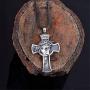 AJESLU New Cross Pendant Style Jesus Necklace Mens Christ Crown of Thorns Religious Mens Leather Cord Necklace Jewelry