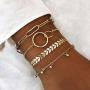 SOFTONES Boho Plated Gold Layered Bracelets for Women Girls Open Cuff Chain Bracelets Sets Jewelry,Adjustable Size